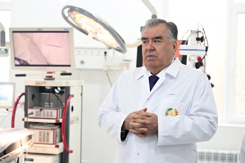 The leader of the nation, Emomali Rahmon, commissioned the Lukman Hakim Neurosurgical and endosurgical center in Khujand