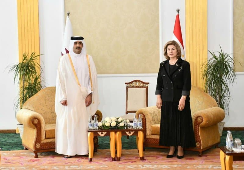 Today, Minister of Culture of the Republic of Tajikistan Sattoriyon Matlubahon Amonzoda met with the Minister of Culture of the State of Qatar, Sheikh Abdurrahman bin Hamad bin Jassim Ali Soni at the National Library of Tajikistan.