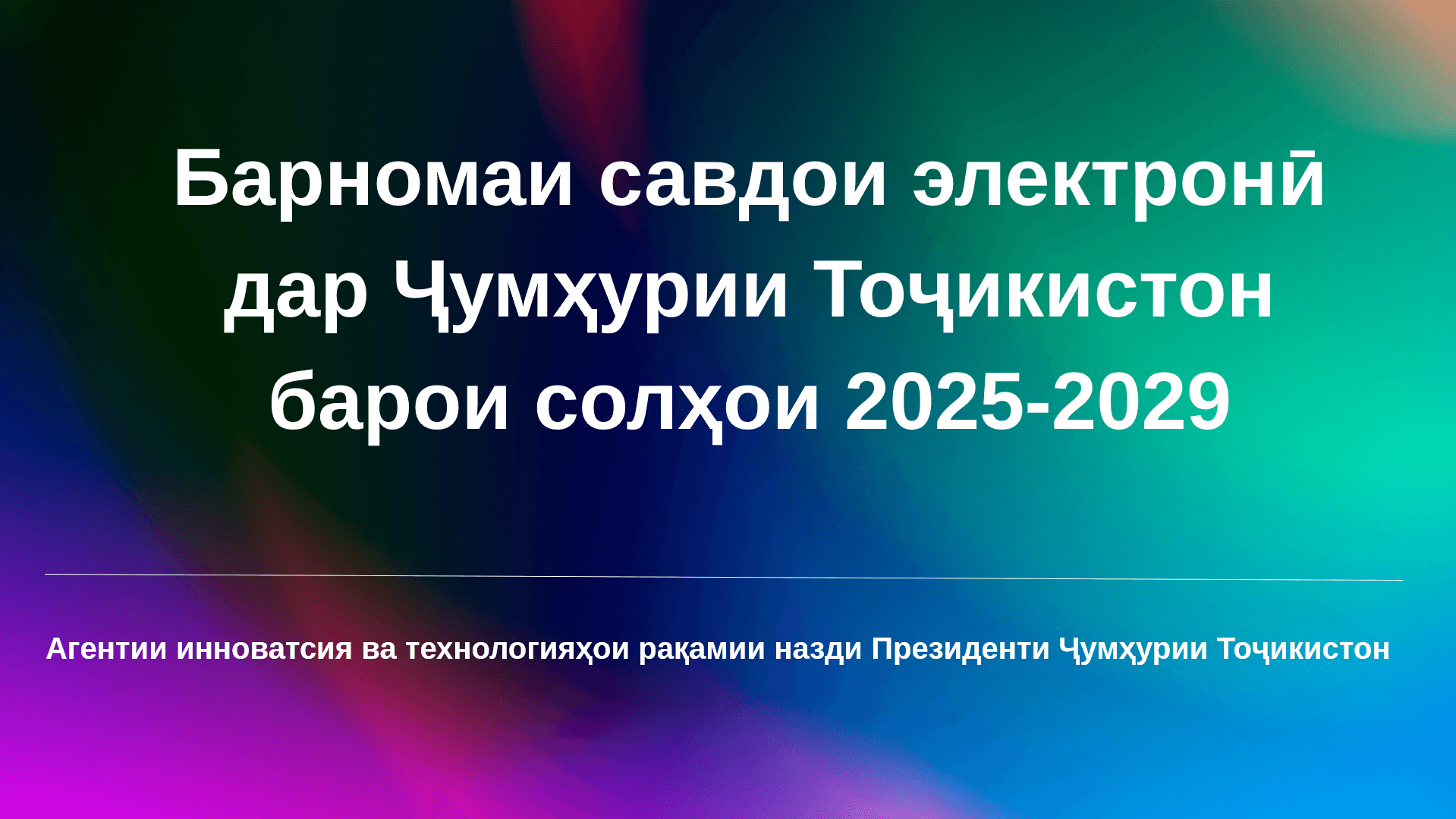 Презентация Программы электронной торговли в Республике Таджикистан на 2025-2029 годы