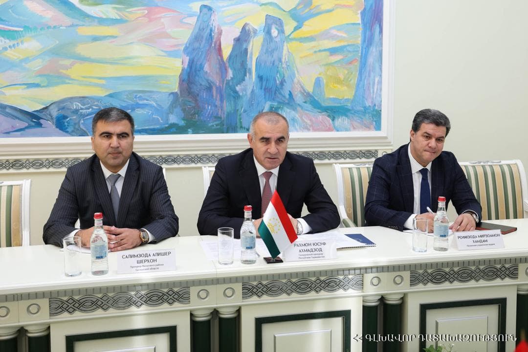 At a meeting with the Prosecutor General of the Republic of Tajikistan Rahmon Yu. A. with the Prosecutor General of the Republic of Armenia Mrs. Vardapetyan A. K.